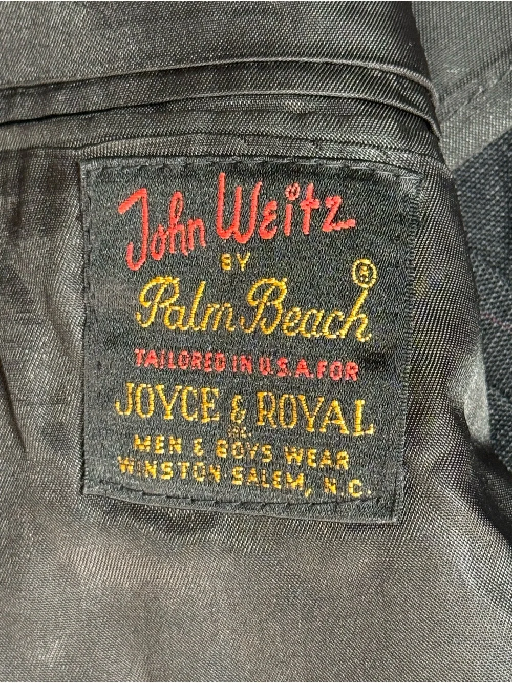 Vintage John Weitz Palm Beach Blazer 46L Gray Plaid Sport Coat USA Made